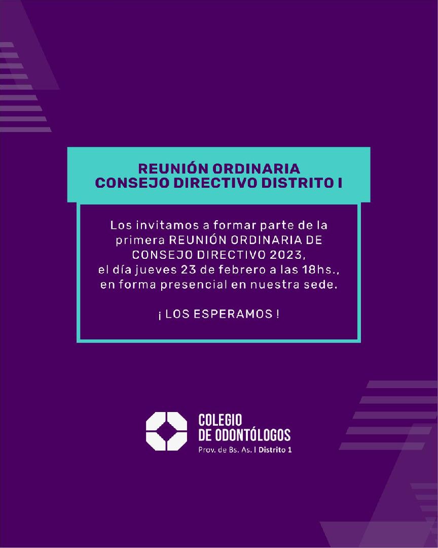 PRIMERA REUNIÓN ORDINARIA DE CONSEJO DIRECTIVO DISTRITO I 2023