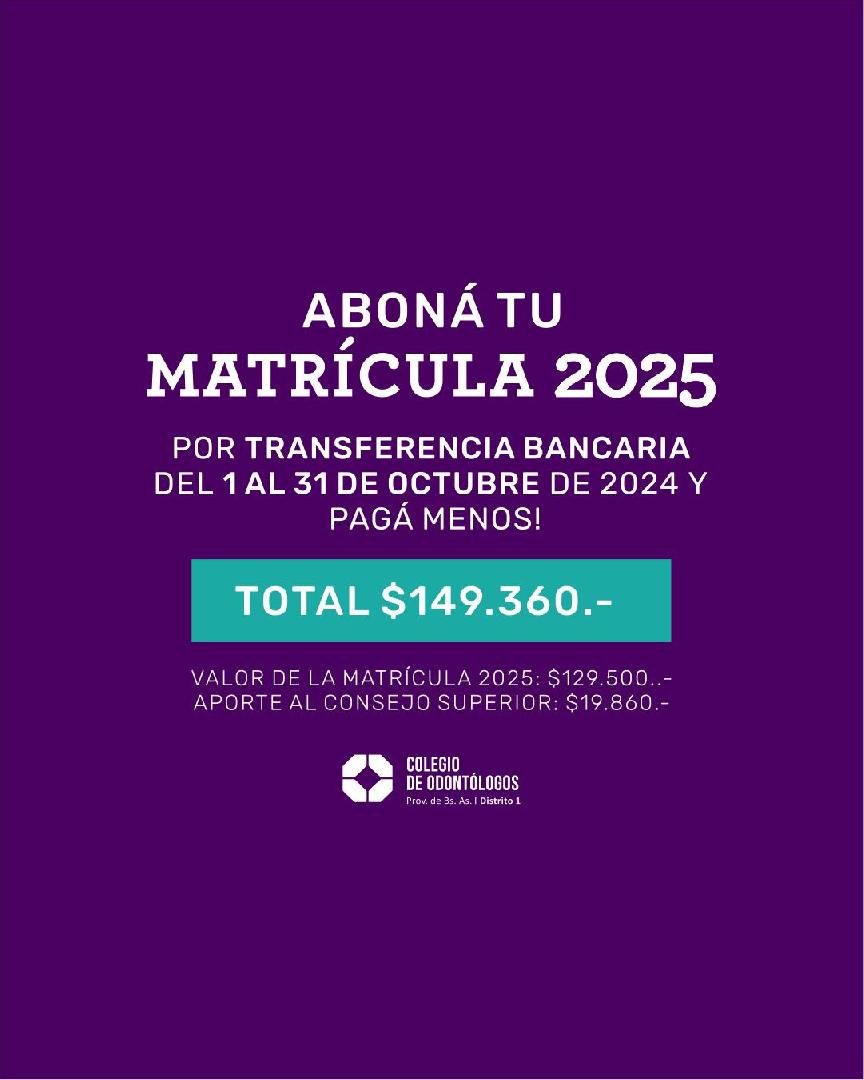 MATRÍCULA  2025 BENEFICIO OCTUBRE