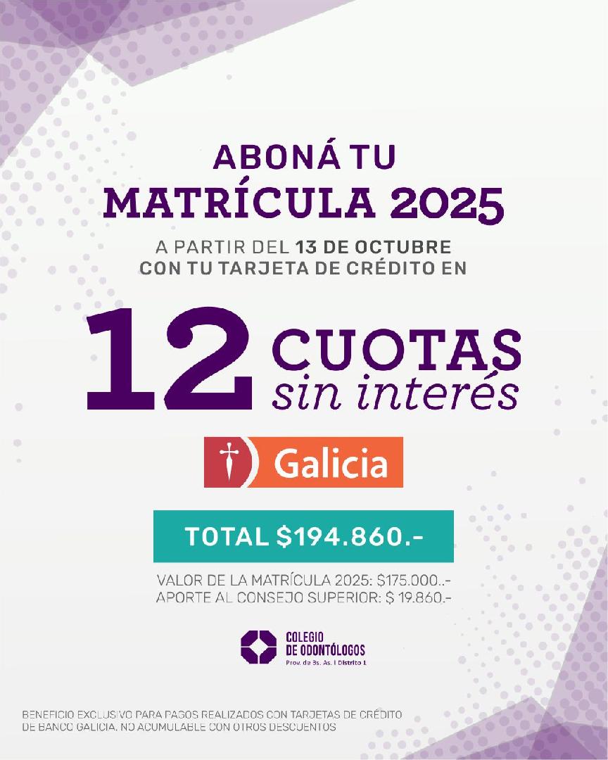 MATRÍCULA  2025 BENEFICIO BANCO GALICIA