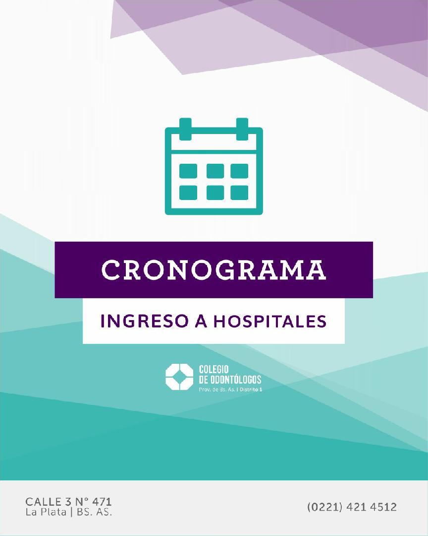 CRONOGRAMA PARA LOS NUEVOS INGRESOS EN HOSPITALES PÚBLICOS